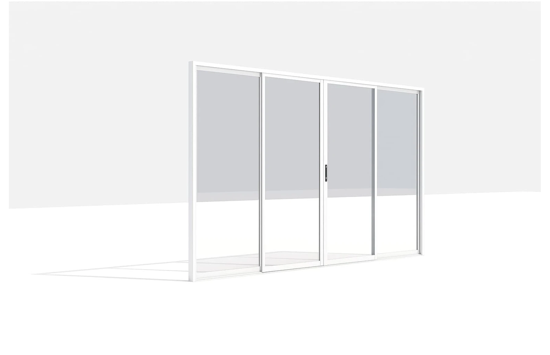 Paravan din sticla securizata, 3 foi, pentru pergola cu Latime de 4000mm si Inaltime: 2500mm, Grosime sticla: 8mm, Dimensiune totala: 3700x2380mm, Culoare structura: ALB