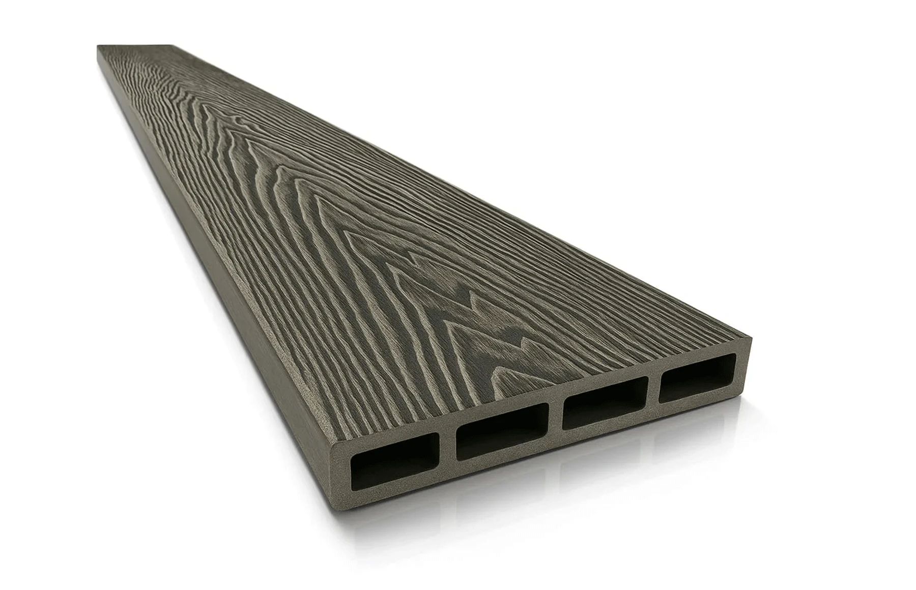 Placa Gard 3D Ambele Fete Textura Lemn WPC Gri Inchis, Dimensiune 150x20mm, Lungime 2m sau 4m
