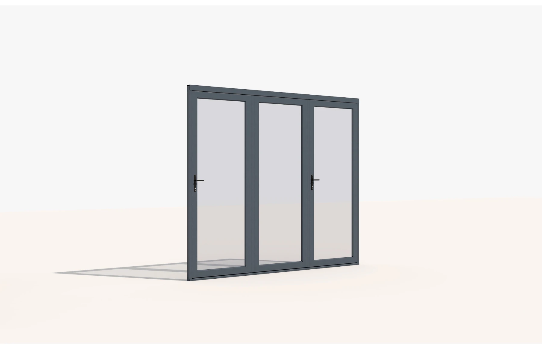 Paravan Pliant Bi-Fold din Sticla 3000x2500mm, 8mm, Sistem Aluminiu GRI RAL 7016 - pentru Pergole si Terase