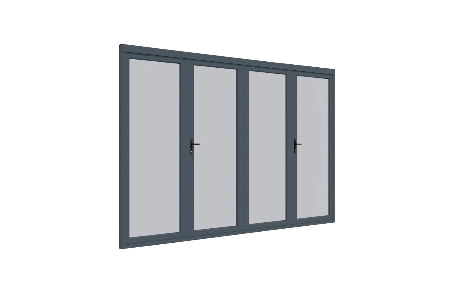 Paravan Pliant Bi-Fold din Sticla 4000x2500mm, 8mm, Sistem Aluminiu GRI RAL 7016 - pentru Pergole si Terase