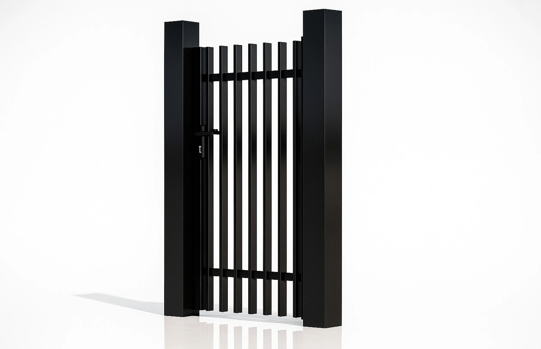 Poarta pietonala aluminiu Light Straight, 900mm lungime x 1800mm inaltime, Negru RAL 9005, Gama Light