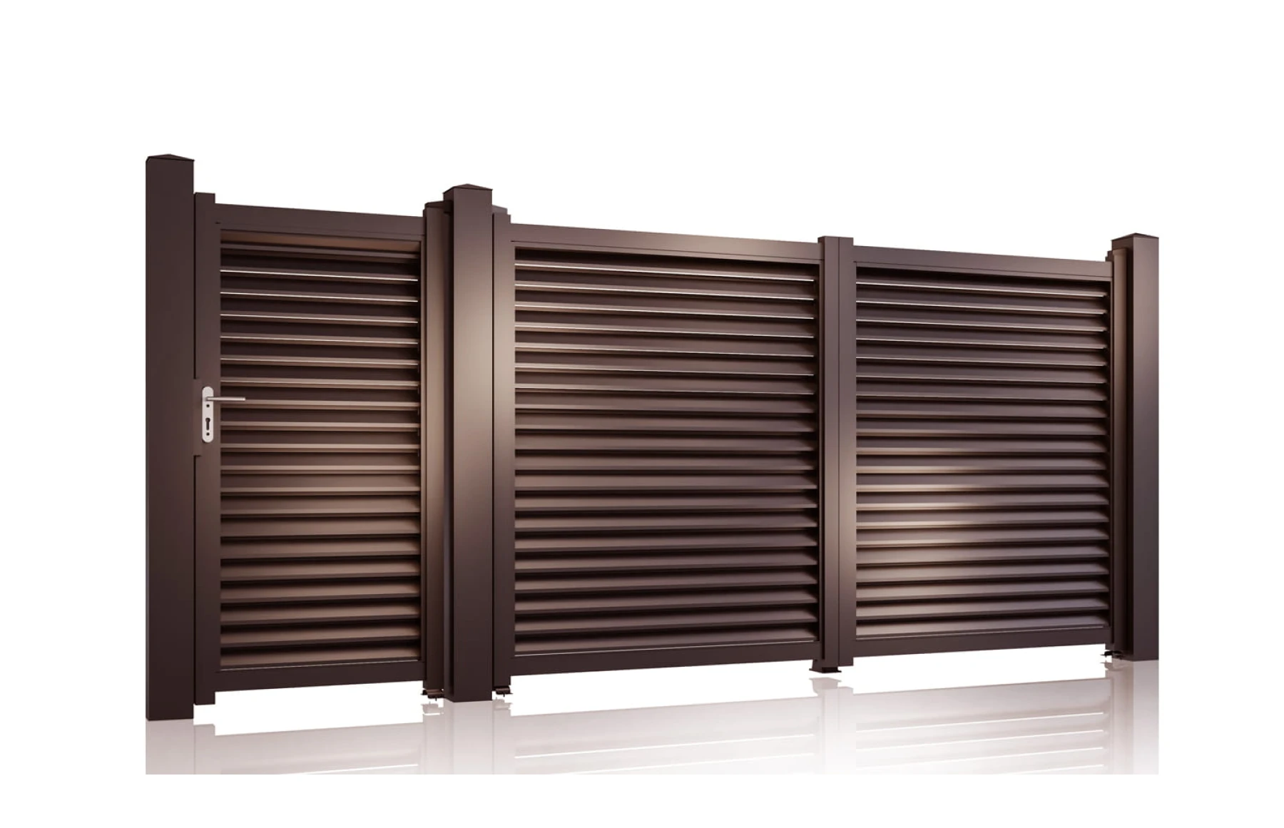 Set porti metalice din aluminiu, maro, model Jaluzea Suprem