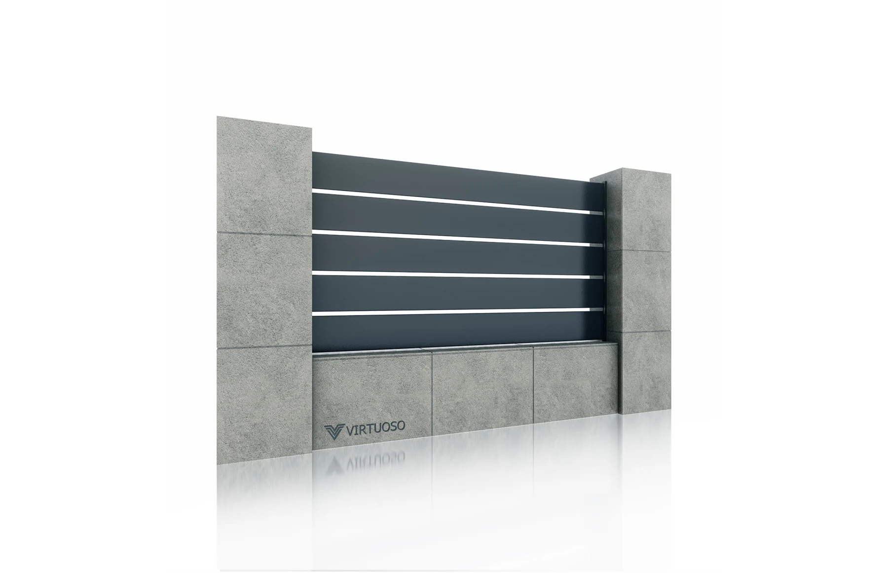 Gard metalic din aluminiu, stalpi existenti, model Prometheus
