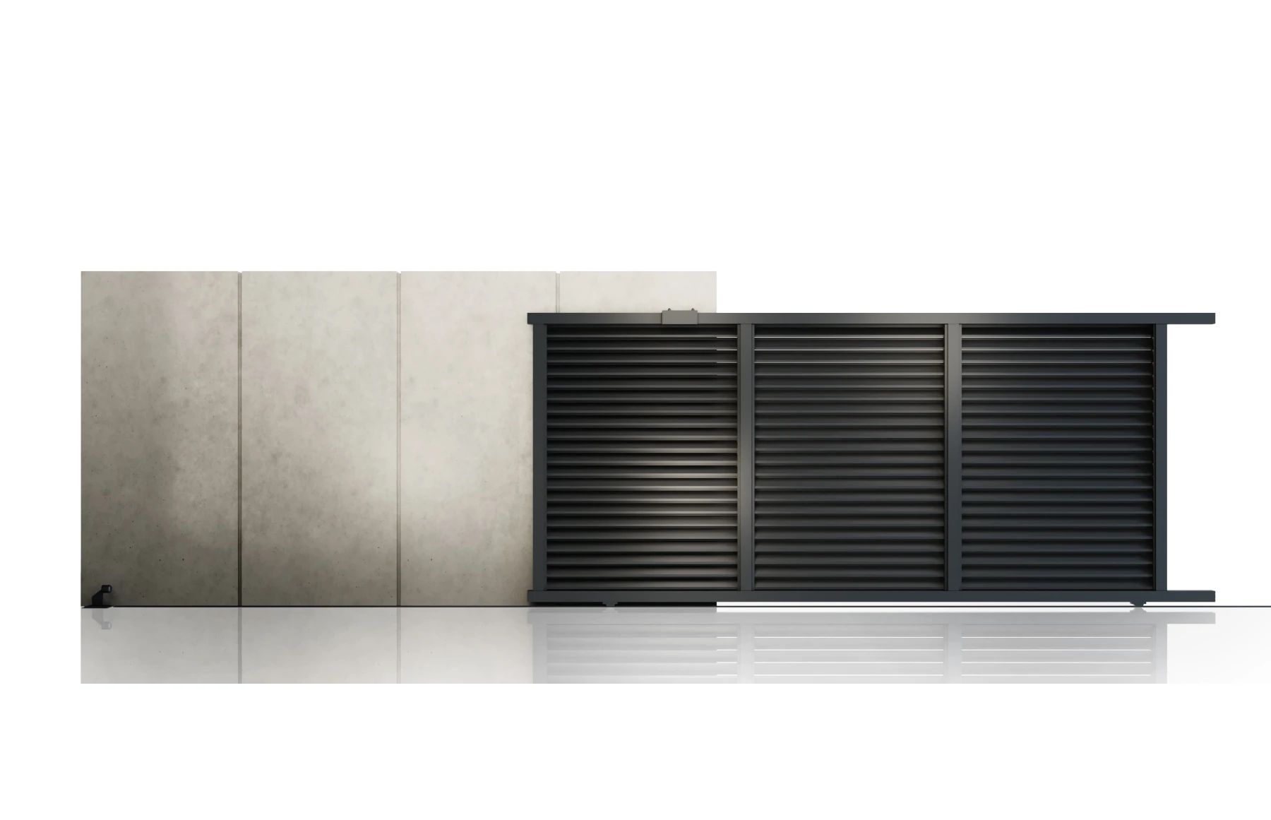Poarta culisanta glisanta metalica din aluminiu, prefabricata, gri antracit, model Jaluzea Suprem, 4000x1800mm