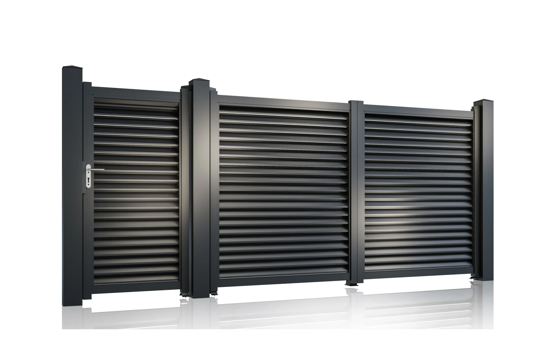Set porti metalice din aluminiu, gri antracit, model Jaluzea Suprem