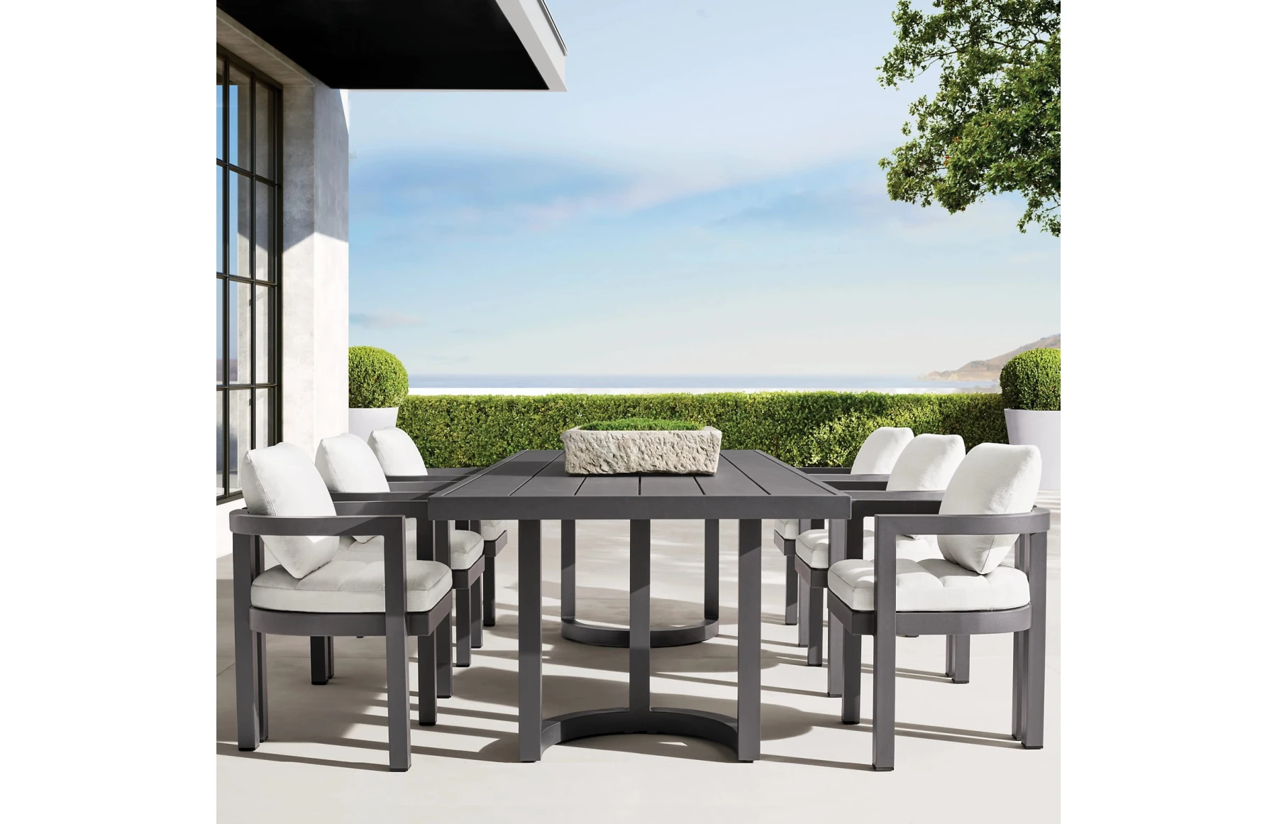 Set masa dining cu 6 scaune premium din aluminiu, pentru terasa/gradina/balcon, model Parma