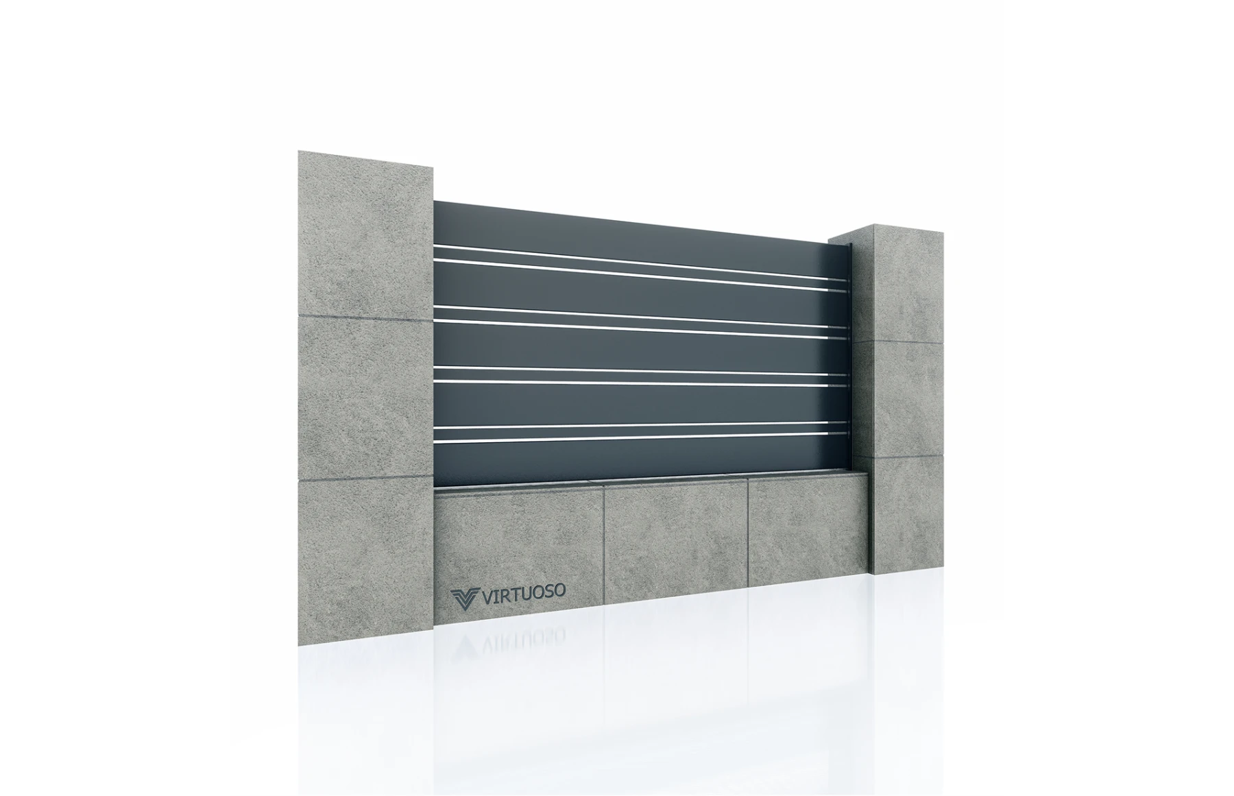 Panou gard metalic din aluminiu, cu stalpi, model Pegasus 2000x2000mm