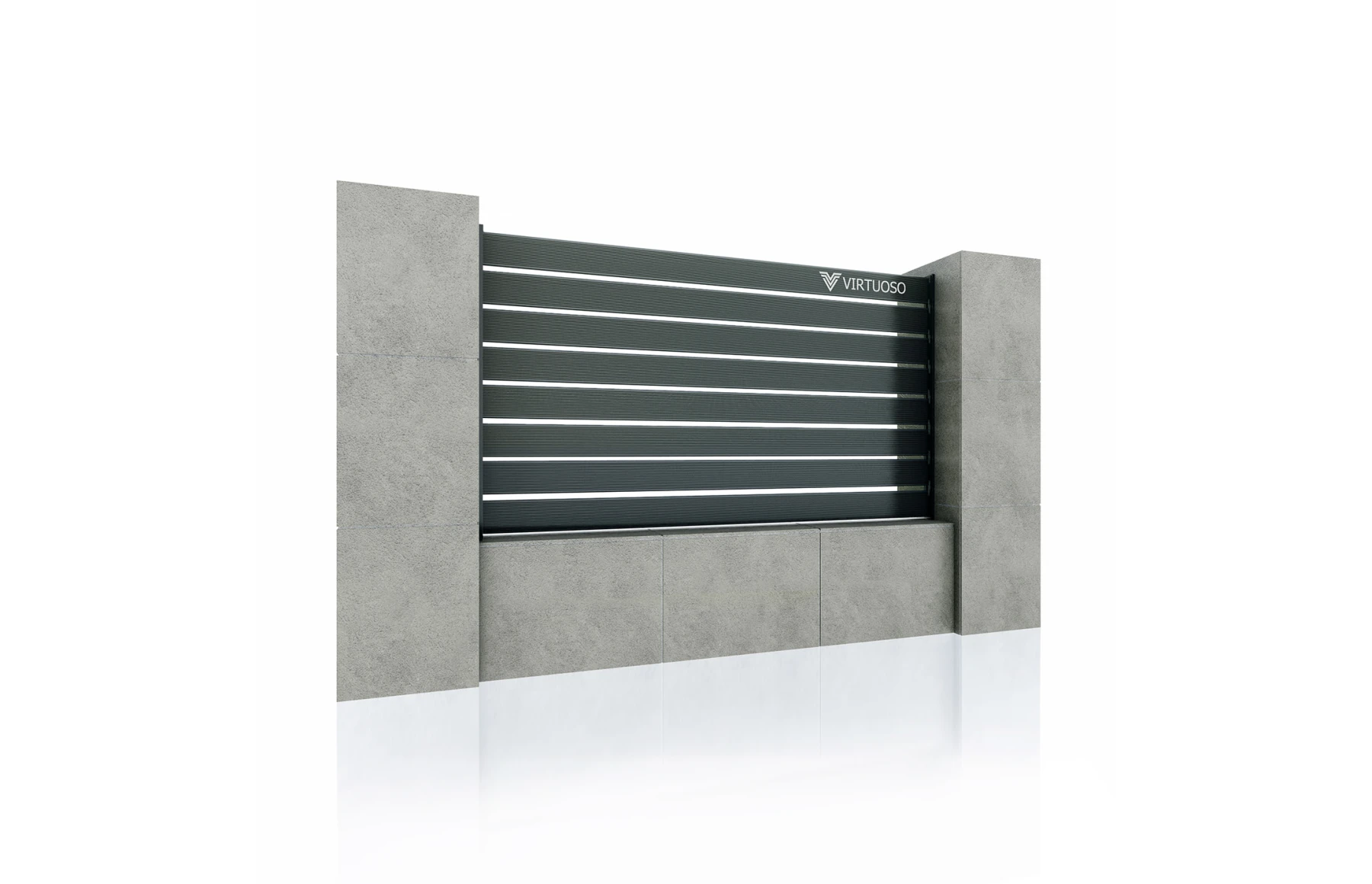 Gard WPC Cu Placaj Ares Aluminiu, Soft Strips