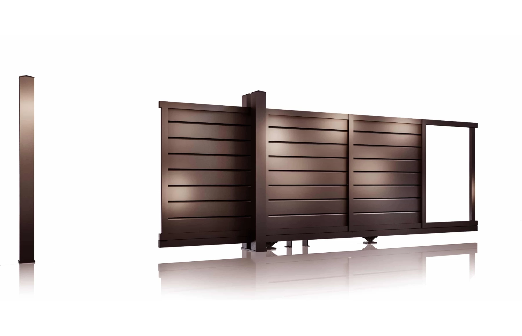 Poarta autoportanta aluminiu 5800 x 1800mm, prefabricata, model Baldur maro