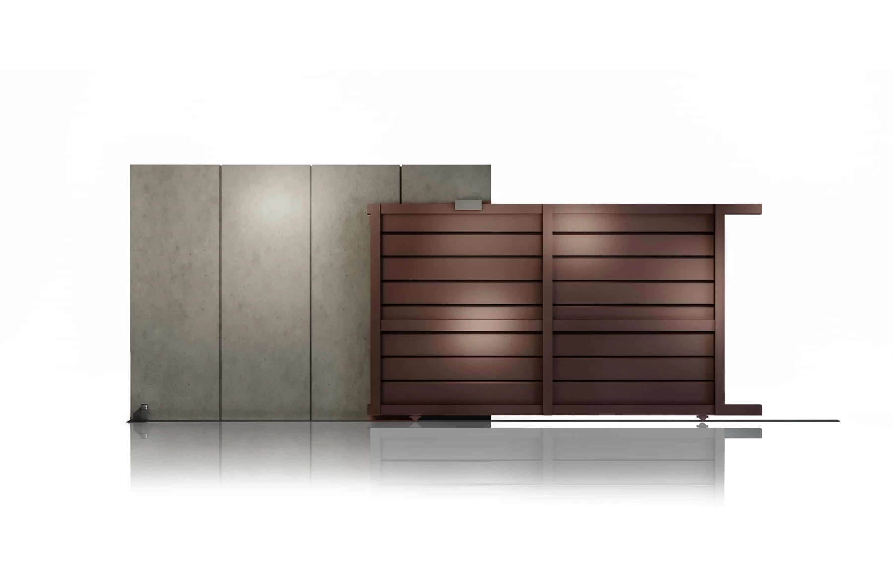 Poarta culisanta  din aluminiu, prefabricata, model Baldur, 3000x1800mm, maro