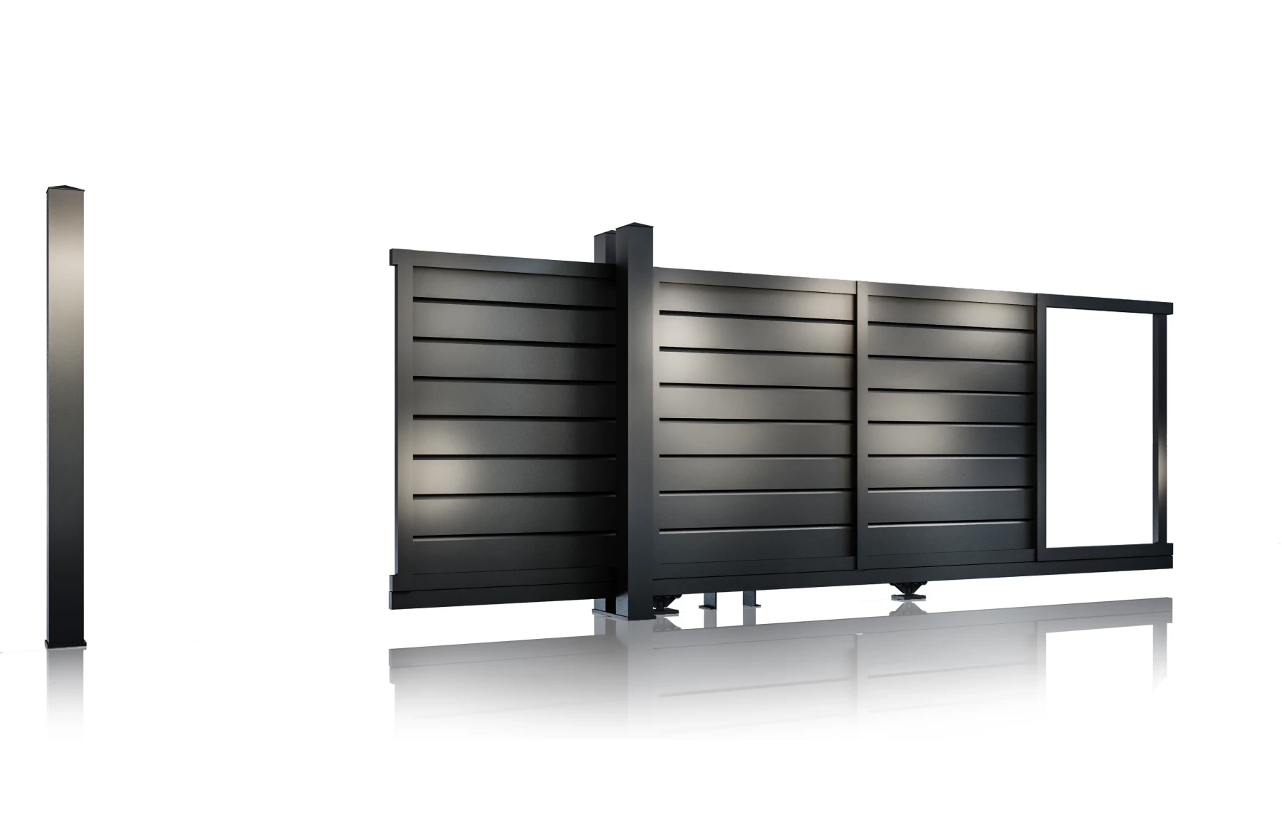 Poarta autoportanta aluminiu 5800x 1800mm, prefabricata, model Baldur gri antracit