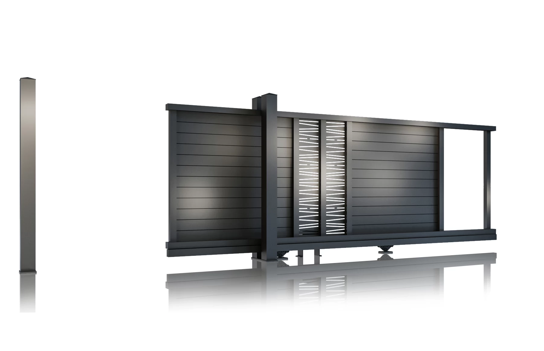Poarta autoportanta aluminiu Poseidon 5800mm lungime x 1800mm inaltime, prefabricata, gri antracit