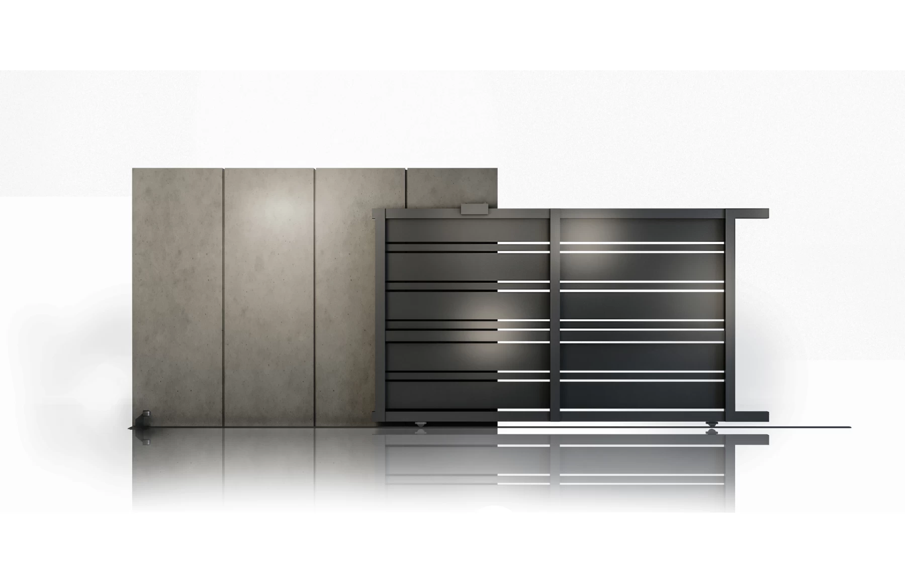 Poarta culisanta din aluminiu, prefabricata, model Neptun, 3000x1800mm, gri antracit