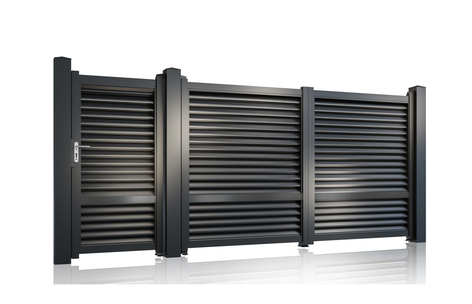 Set porti metalice ranforsate din aluminiu, gri antracit, model Jaluzea Suprem