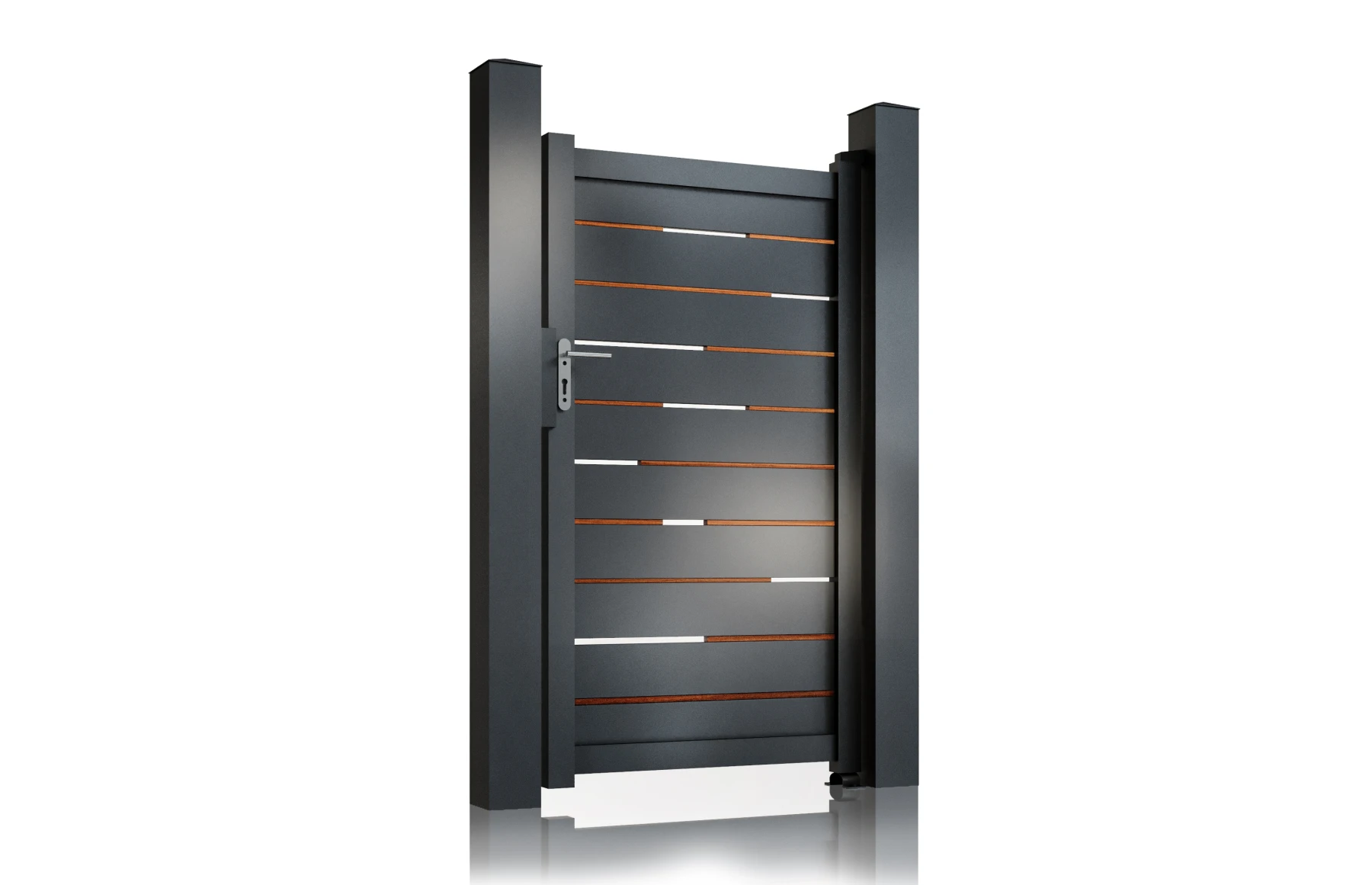 Poarta pietonala aluminiu Ragnar, 900mm lungime x 2000mm inaltime, insertii tip lemn aluminiu