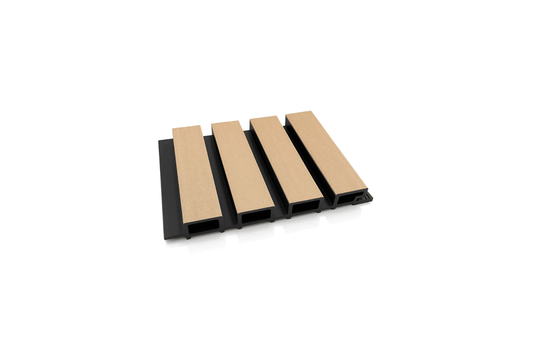Riflaj WPC coextrudat canelat maro artar pe fond negru, Dimensiune: 219x26mm, Lungime 3600mm